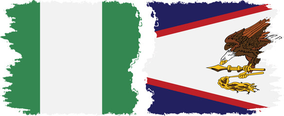 American Samoa and Nigeria   grunge flags connection vector