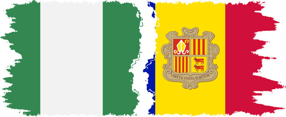 Andorra and Nigeria   grunge flags connection vector - obrazy, fototapety, plakaty