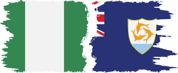 Anguilla and Nigeria   grunge flags connection vector - obrazy, fototapety, plakaty