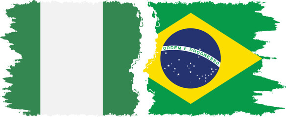 Brazil and Nigeria   grunge flags connection vector
