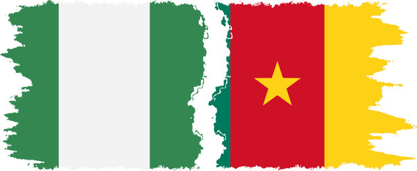 Cameroon and Nigeria   grunge flags connection vector