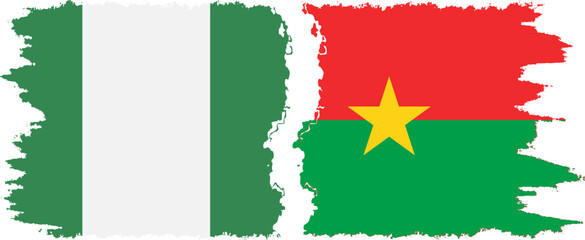 Burkina Faso and Nigeria   grunge flags connection vector