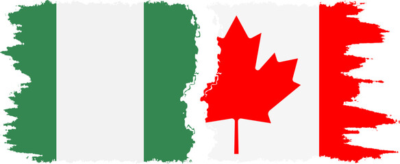 Canada and Nigeria   grunge flags connection vector