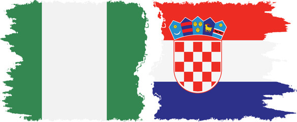 Croatia and Nigeria   grunge flags connection vector - obrazy, fototapety, plakaty