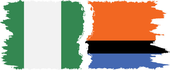 Chagos and Nigeria grunge flags connection vector