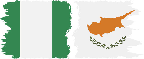 Cyprus and Nigeria grunge flags connection vector