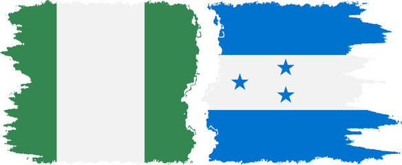 Honduras and Nigeria   grunge flags connection vector