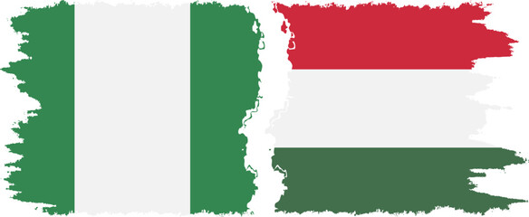 Hungary and Nigeria   grunge flags connection vector
