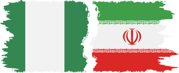 Iran and Nigeria grunge flags connection vector - obrazy, fototapety, plakaty