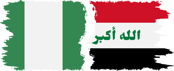 Iraq and Nigeria   grunge flags connection vector