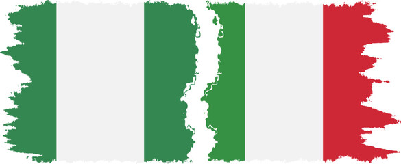 Italy and Nigeria   grunge flags connection vector