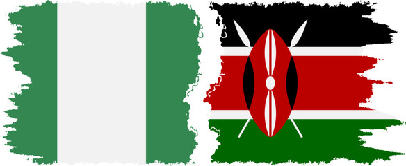Kenya and Nigeria   grunge flags connection vector - obrazy, fototapety, plakaty