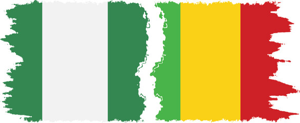 Mali and Nigeria   grunge flags connection vector - obrazy, fototapety, plakaty