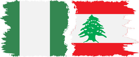 Fototapeta premium Lebanon and Nigeria grunge flags connection vector