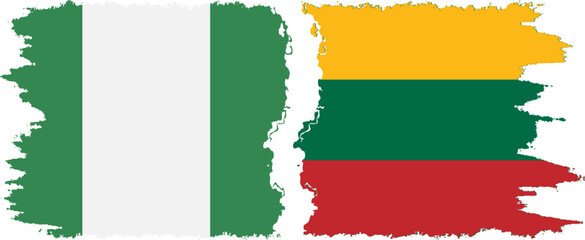Lithuania and Nigeria   grunge flags connection vector