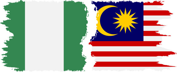 Malaysia and Nigeria grunge flags connection vector