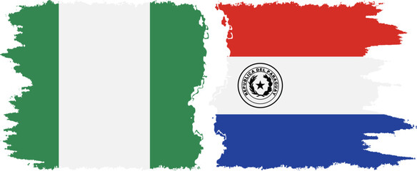 Paraguay and Nigeria   grunge flags connection vector