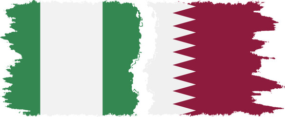 Qatar and Nigeria grunge flags connection vector