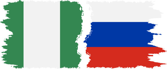 Russia and Nigeria   grunge flags connection vector