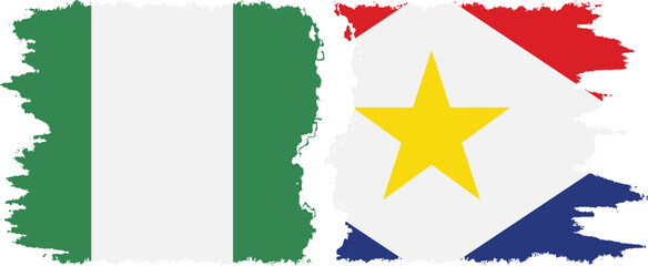 Saba and Nigeria   grunge flags connection vector