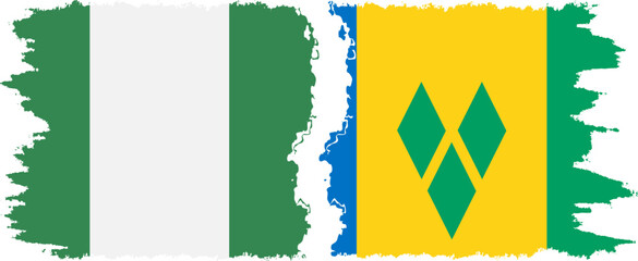 Saint Vincent and the Grenadines and Nigeria   grunge flags connection - obrazy, fototapety, plakaty