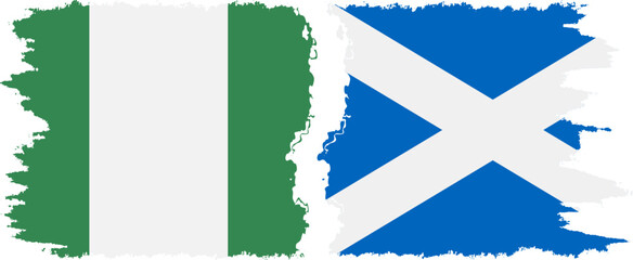 Scotland and Nigeria grunge flags connection vector