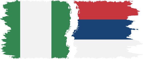 Serbia and Nigeria   grunge flags connection vector