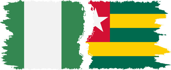 Togolese Republic and Nigeria   grunge flags connection vector