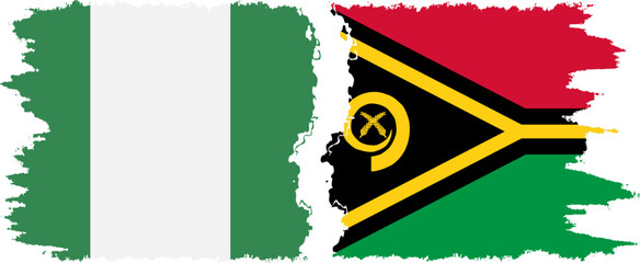 Vanuatu and Nigeria grunge flags connection vector