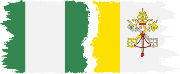 Vatican and Nigeria   grunge flags connection vector - obrazy, fototapety, plakaty