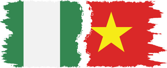 Vietnam and Nigeria   grunge flags connection vector