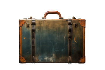 Journey Back in Time: Vintage Suitcase on White Background. On White or PNG Transparent Background.