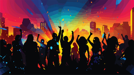 Party People Silhouettes  Vector Background 2d flat - obrazy, fototapety, plakaty