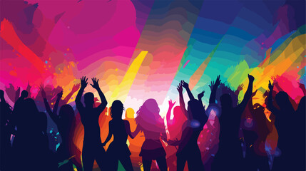 Party People Silhouettes  Vector Background 2d flat