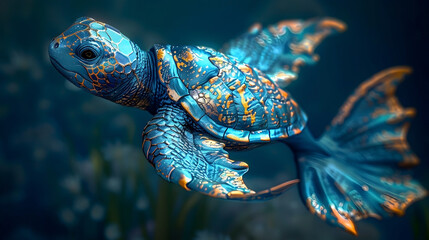 Captivating Mermaid Turtle Hybrid in Cinematic Underwater Ambiance with Striking Details