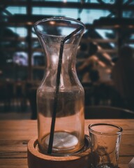 glass of water on a table