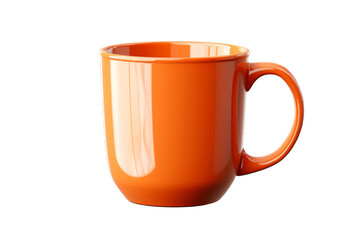 Radiant Orange Coffee Mug Illuminated in Pure White. On White or PNG Transparent Background.