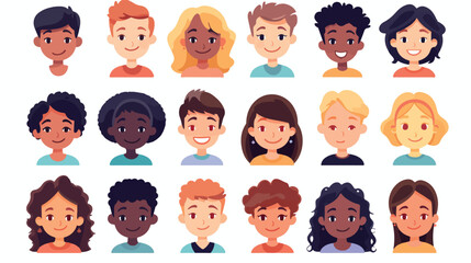 People faces 2d flat cartoon vactor illustration isolated
