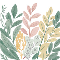 a drawing of illustration plants with different colors and the leaves.
