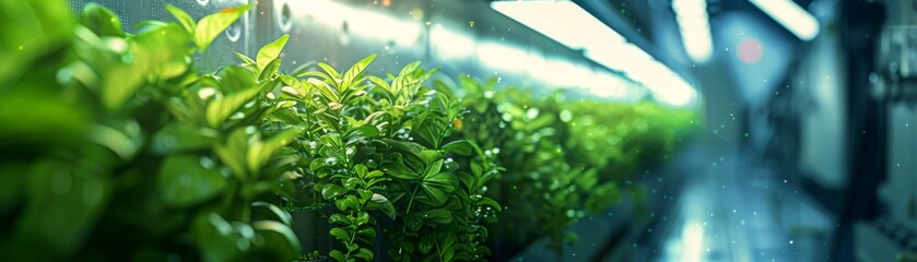 Plants growing in a hydroponic farm