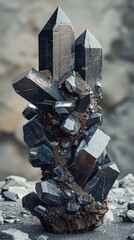 Magnificent Mineral Formation A Captivating Study in Hematite and Quartz Crystalline Structures - obrazy, fototapety, plakaty