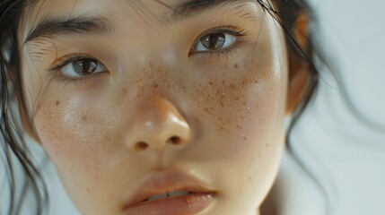 Close-up of a woman with freckles
