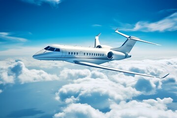 Obraz premium Commercial airplane flying in the blue sky