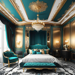 Cozy Room Design with Couch, Bed, Ceiling Light, Carpet, and More