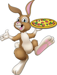 Easter Bunny Rabbit Cartoon Pizza Restaurant Chef