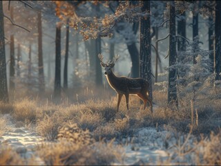 A deer standing in a forest
