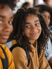 A group of young people sitting next to each other