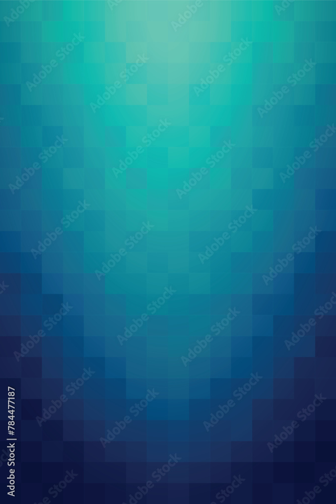 Wall mural dark blue mosaic background gradient to green. vertical abstract pattern. square pixel shape. design