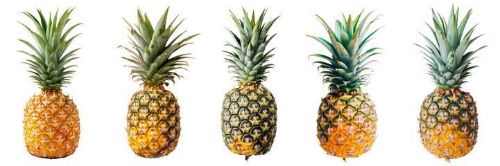 Pineapple set isolated on a transparent background. PNG. - obrazy, fototapety, plakaty