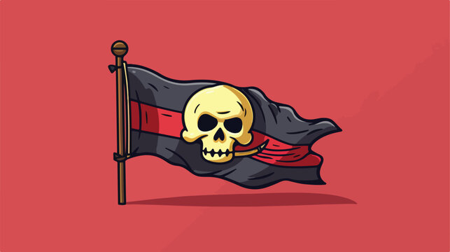 Pirate flag icon cartoon vector illustration 2d flat